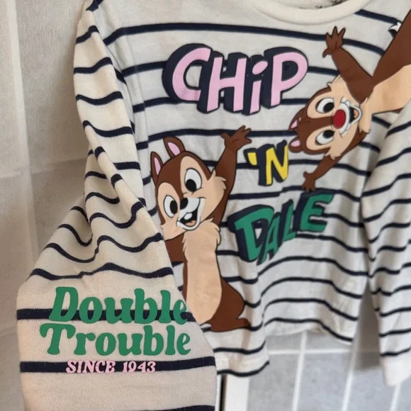 Disney Chip 'n Dale Kids Striped Shirt - Size 4-5yrs - Picture 2 of 7
